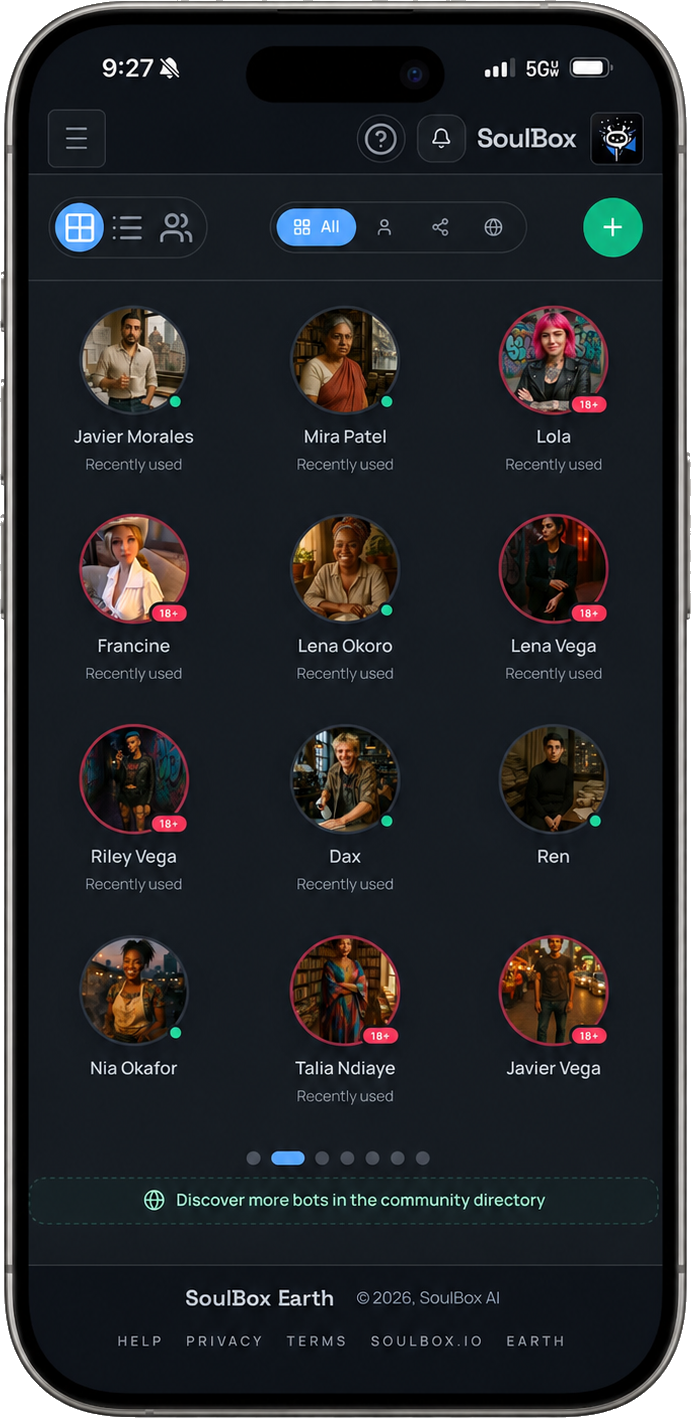 Bot home screen