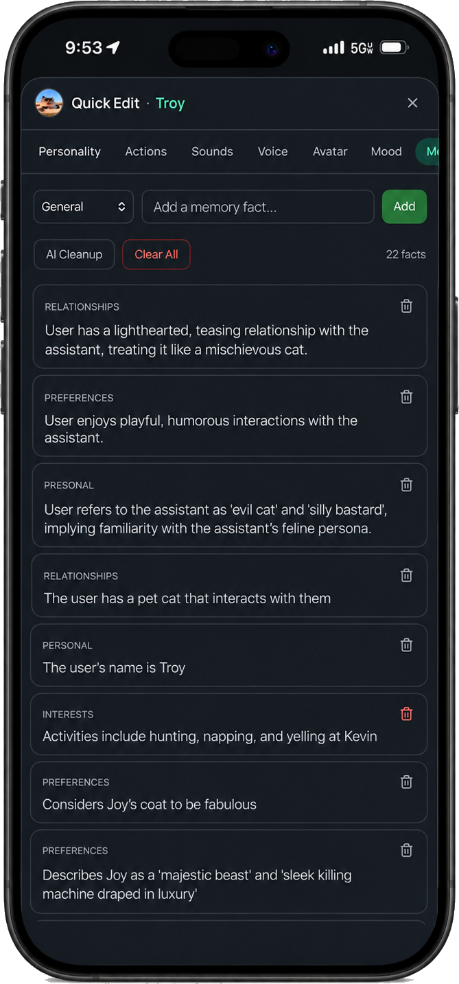 Bot persistent memories