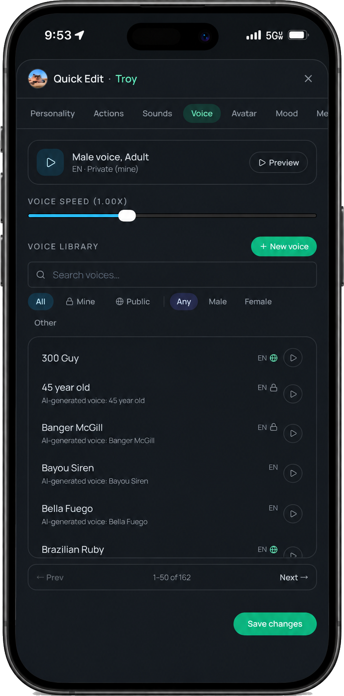 Voice library with cloned voices